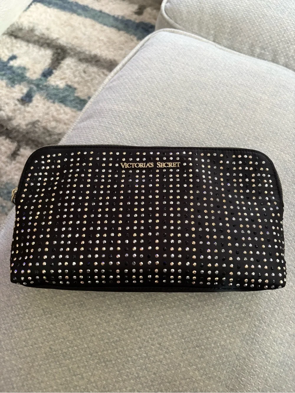 Victoria's Secret Black Rhinestone Zip-Around Wallet